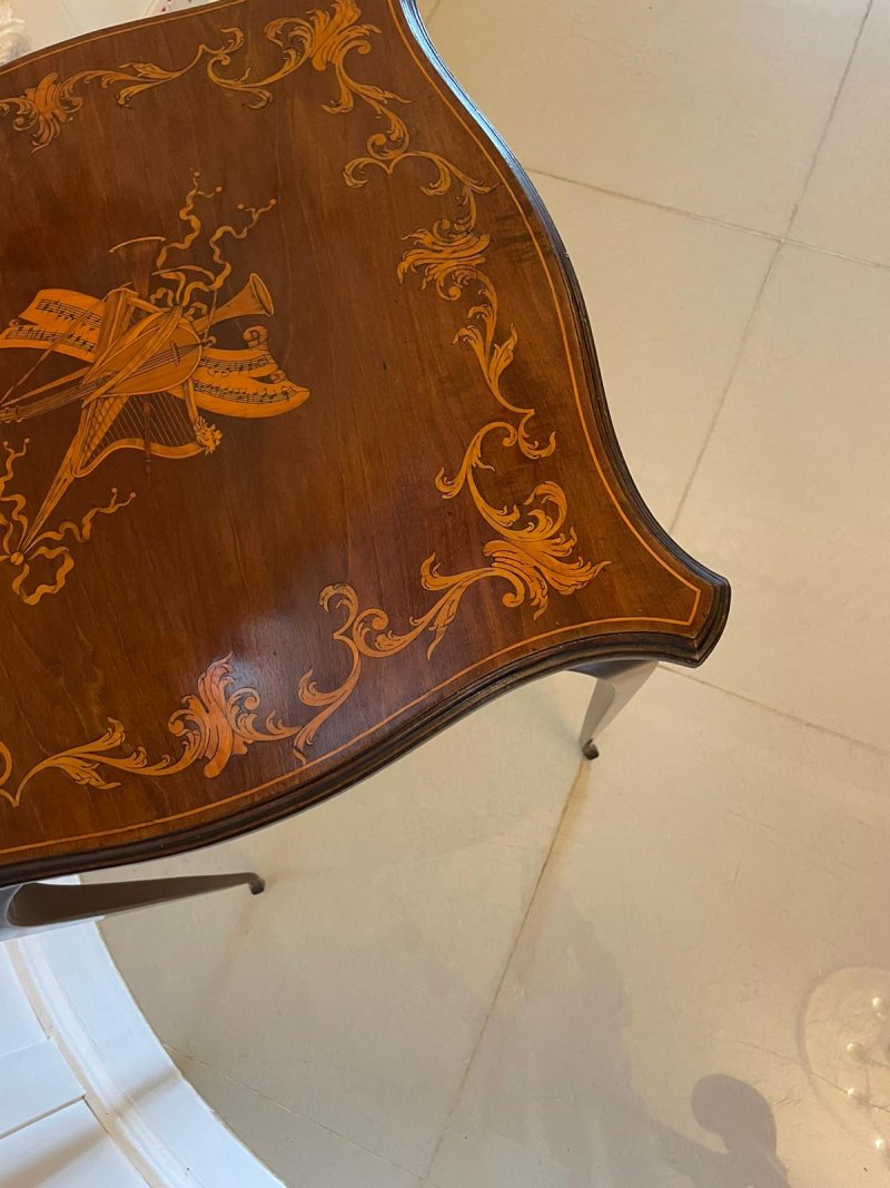 Superb Quality Antique Victorian Marquetry Inlaid Mahogany Lamp Table - Image 7